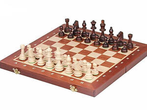 Шахи елітні дерев'яні турнірні з обважнювачем №5 для змагань подарункові 49 х 49 см Madon (95)
