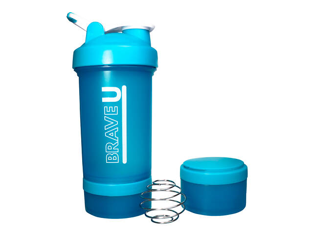 Shaker with containers 3 in 1 - 600ml Blue - Фото 1
