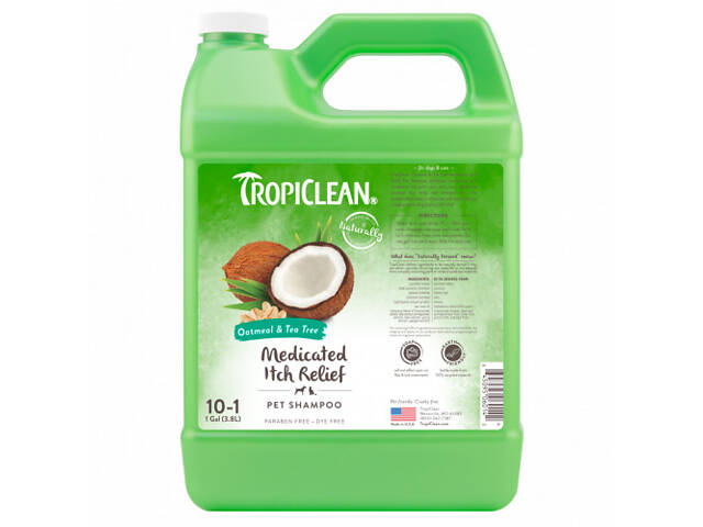 Шампунь-концентрат лікувальний для собак TropiClean Вівсяний з екстрактом чайного дерева 3,8 л - Фото 1