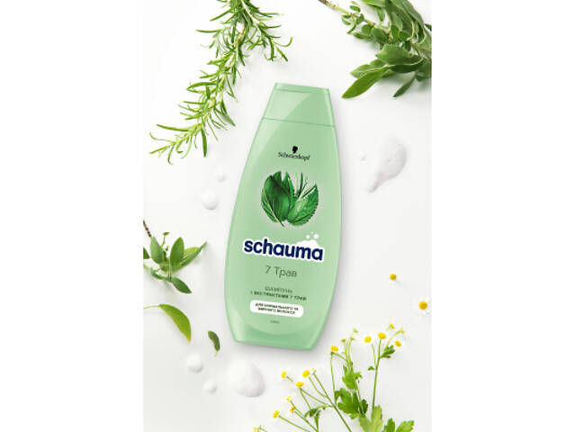 Шампунь Schauma 7 трав для нормального та жирного волосся 400 мл (3838824086750) - Фото 3