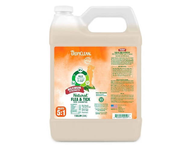 Шампунь инсектоакарицидный против зуда для собак и щенков от 12 недель TropiClean Гвоздика и лемонграсс 3.8 л - Фото 1