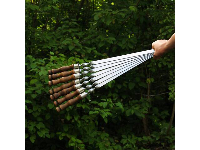 Шампури для Люля-кебаб із дерев'яною ручкою з неіржавкої сталі 6 шт. - Фото 1