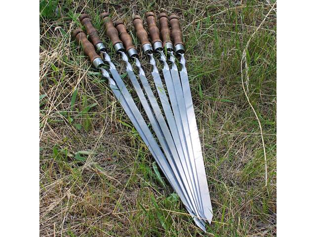 Шампури для Люля-кебаб із дерев'яною ручкою з неіржавкої сталі 6 шт. - Фото 4