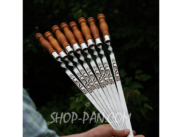 Шампури з дерев'яними ручками та гравіюванням 8 шт (одинаковий напис на всіх шампурах) - Фото 1