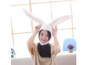 Шапка кролика RESTEQ біла, шапка з вушками зайця, шапка заєць, звірошапка біла, Rabbit Hat з вушками