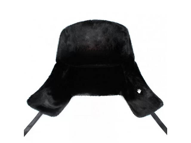 Шапка вушанка чорна. Шапка вушанки з штучного хутра. - Фото 4