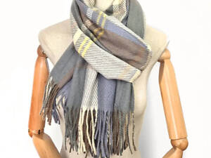 Шарф теплий жіночий кашеміровий блакитний капучіно