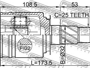 Шарнир равных угловых скоростей (ШРКШ) FEBEST 0211FX35RH внутренний правый 22X32X25