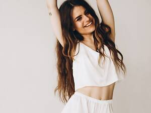 Шелковая пижама с рюшами Perfect Female Молочный XL (146PJ-20SS-mi)