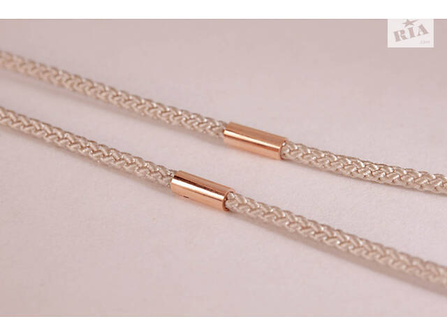 Шелковый бежевый шнурок с золотыми вставками 550 - Фото 2