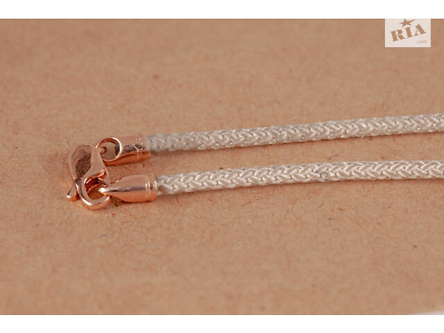 Шелковый бежевый шнурок с золотыми вставками 550 - Фото 3