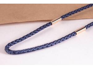 Шовковий синій шнурок зі вставками з золота SH-0012