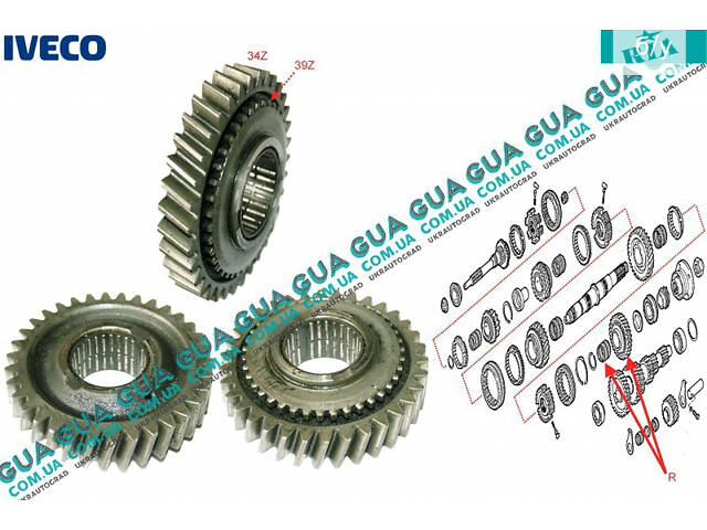 Шестерня ( зубчатое колесо ) задняя передача 34Z КПП 5-ти ступенчатой ( механической коробки переключения передач ) 8857