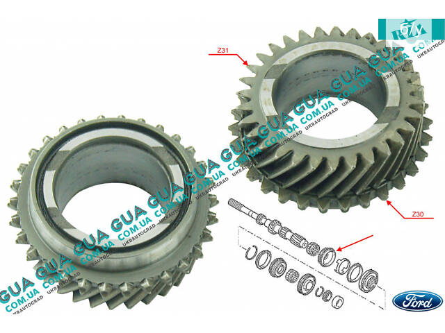 Шестерня Z31 (зубчасте колесо) 3 передачі первинного валу КПП 97ZT7M163CA Ford/ФОРД TRANSIT 2000-2006/ТРАНЗИТ 00-06,