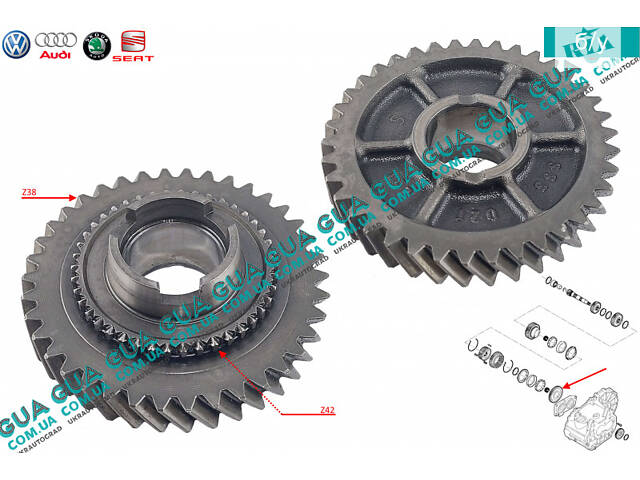 Шестерня Z38 (зубчатое колесо) 1 передача вторичного вала КПП 02T311251 VW / ВОЛЬКС ВАГЕН CADDY III 2004- / КАДДИ 3 04-,