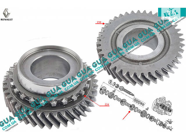 Шестерня Z39 (зубчатое колесо) 3 передача вторичного вала КПП 7700115203 Renault / РЕНО KANGOO 1997-2007 / КАНГУ 97-07,