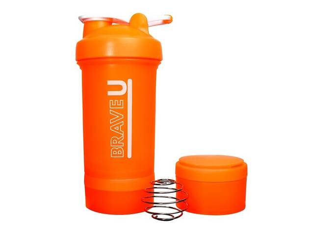 Шейкер Brave Shaker with containers 3 in 1 600 ml Оранжевый (1086-2022-10-2343) - Фото 1