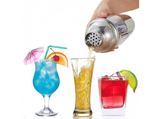 Шейкер для коктейлів металевий 350 мл - Фото 3