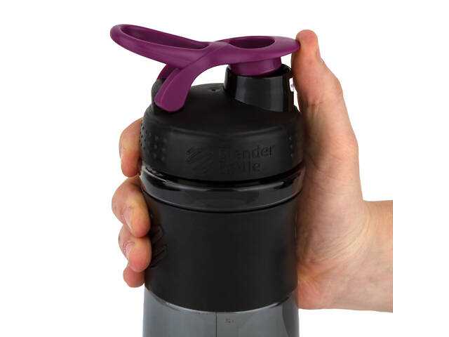 Шейкер спортивний (пляшка) BlenderBottle SportMixer Flip 20oz/590ml Black/Plum - Фото 2