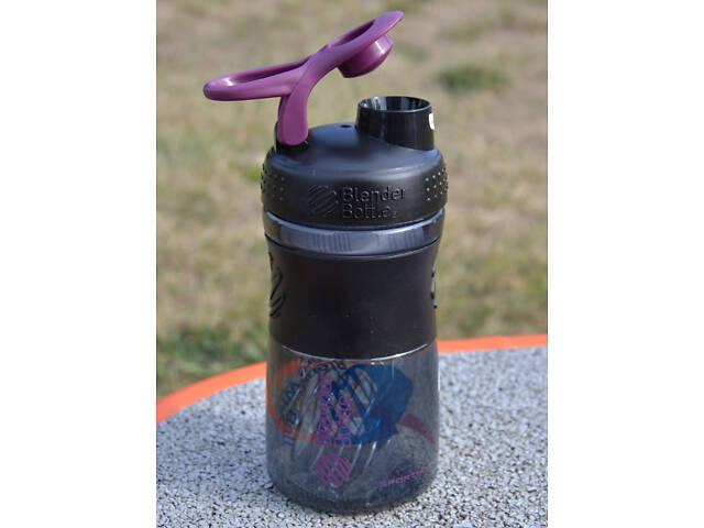 Шейкер спортивний (пляшка) BlenderBottle SportMixer Flip 20oz/590ml Black/Plum - Фото 6