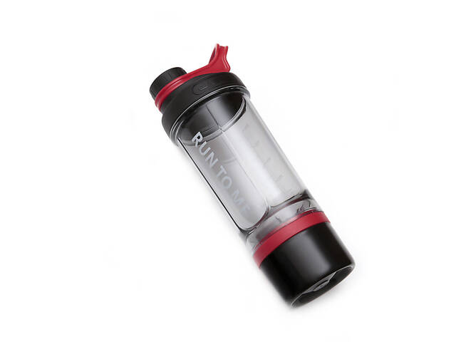 Шейкер спортивний з контейнером Casno 600 мл KXN-1199 з вінчиком Сірий/Червоний - Фото 3