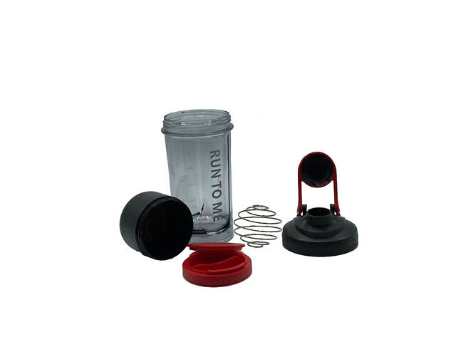 Шейкер спортивний з контейнером Casno 600 мл KXN-1199 з вінчиком Сірий/Червоний - Фото 6