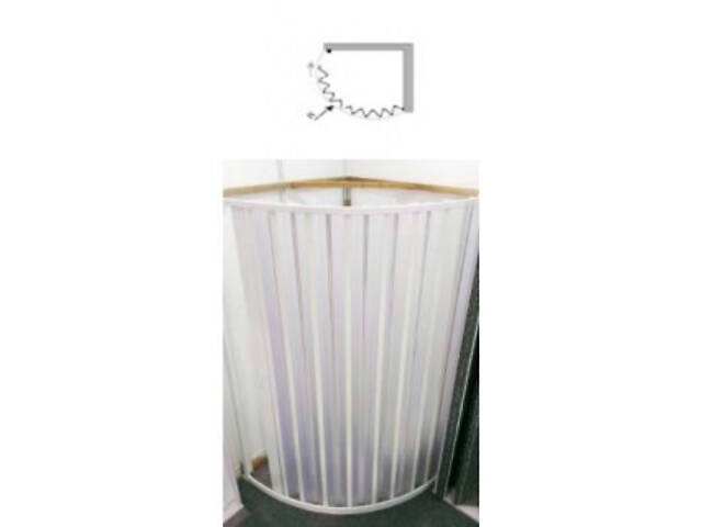 Ширма для душу напівкругла кутова 90х90х185. Двері гармошка в душ.Пластикові ширми для ванни. - Фото 3