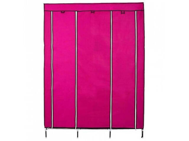 Шкаф тканевый складной STORAGE WARDROBE 88130 на 3 секции 130х45х175 см Розовый - Фото 5