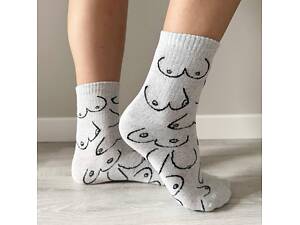 Носки мужские высокие 1 пара 'Цицьки' 41-45 р хлопковые серые