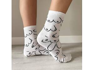 Носки женские высокие 1 пара 'Цицьки' 36-41 р хлопковые белые