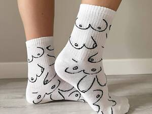 Носки женские высокие 1 пара 'Цицьки' 36-41 р хлопковые белые
