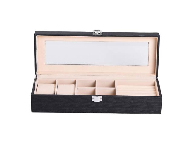 Скринька для прикрас із еко шкіри 31×11×8 см органайзер для ювелірних виробів - Фото 2