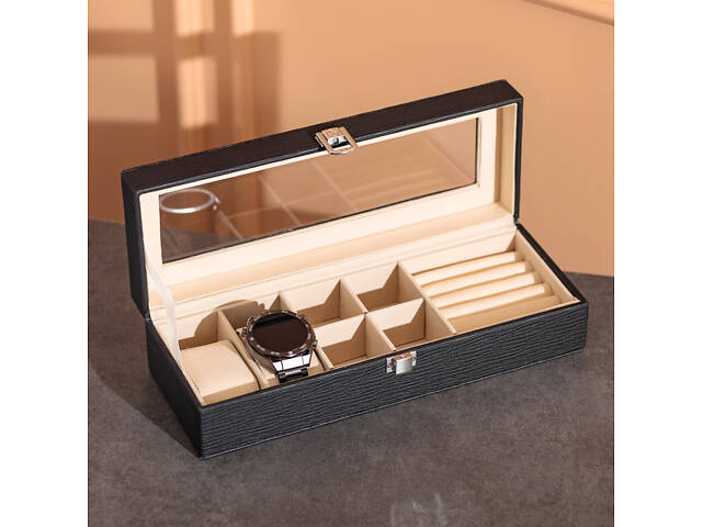 Скринька для прикрас із еко шкіри 31×11×8 см органайзер для ювелірних виробів - Фото 6