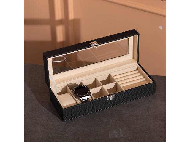 Скринька для прикрас із еко шкіри 31×11×8 см органайзер для ювелірних виробів - Фото 7
