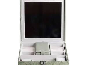 Скринька для прикрас з еко шкіри 2 яруси із замком органайзер для ювелірних виробів HP-5-22GR