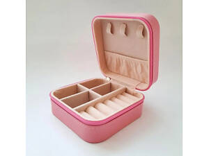 Шкатулка-органайзер для украшений, кожаная PINK Розовый