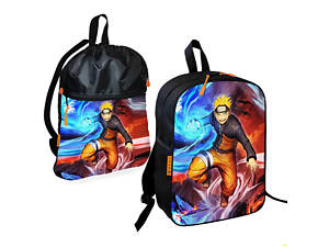Школьный рюкзак детский Аниме Наруто + Сумка для обуви спортивной формы рюкзак-мешок для мальчика (01785)