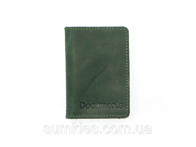 Шкіряна документниця DNK mini doc file H зелена (col.C) - Фото 1