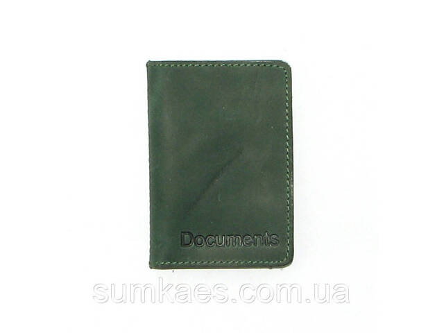 Шкіряна документниця DNK mini doc file H зелена (col.C) - Фото 1