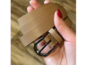 Кожаный женский ремень в бежевом цвете 3334