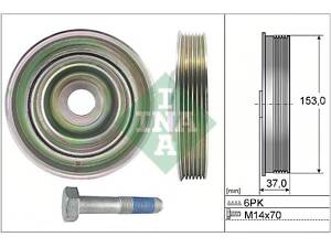 Шкив коленвала Citroen Jumpy/Fiat Scudo/Peugeot Expert 2.0 D 07- (6PK) (с болтом)