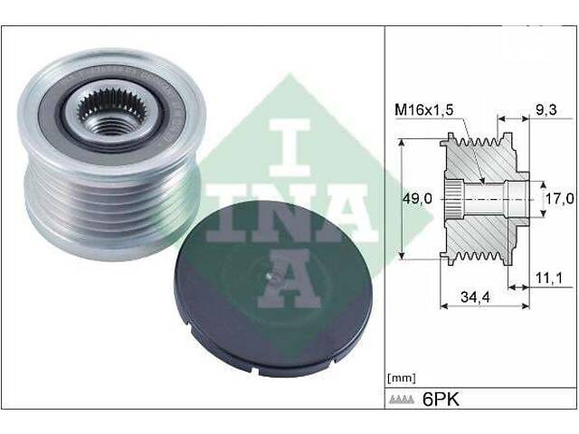 Шкив приводного ремня BMW 1 series 2003-2013 INA 535 0075 10 - Фото 1