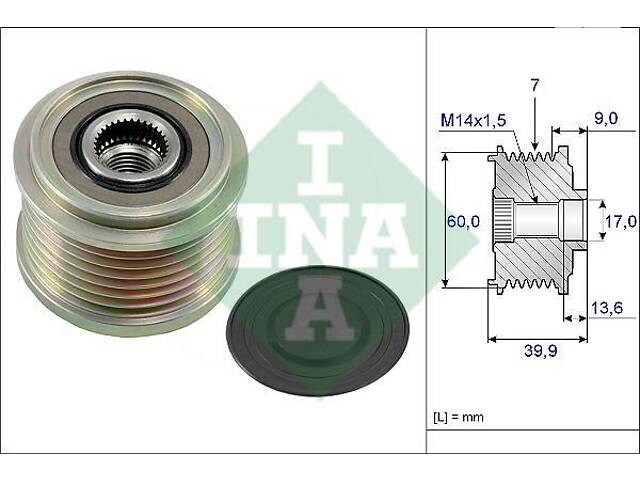 Шкив приводного ремня Hyundai H-1 1997-2008 INA 535 0215 10 - Фото 1