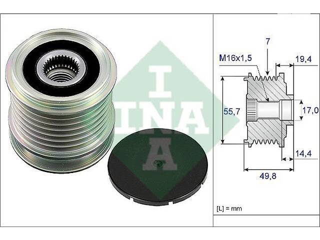 Шкив приводного ремня Mercedes C-Class 2000-2014 INA 535 0165 10 - Фото 1