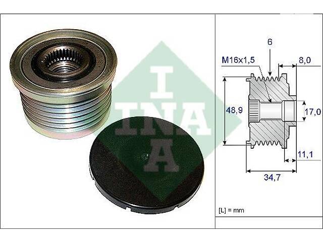 Шкив приводного ремня Renault Laguna 2001-2007 INA 535 0088 10 - Фото 1