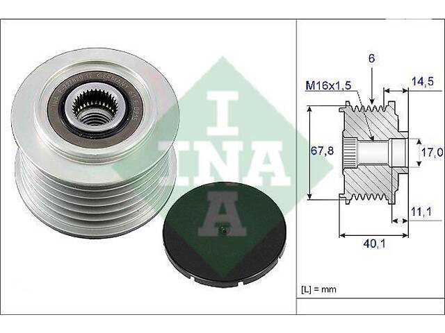 Шкив приводного ремня Volkswagen LT 28-35 1996-2006 INA 535 0052 10 - Фото 1
