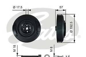 Шків ременя GATES TVD1033A на VW TRANSPORTER / CARAVELLE Mk IV автобус (70XB, 70XC, 7DB, 7DW)