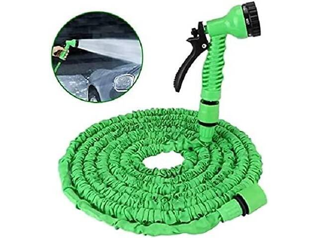 Шланг растягивающийся садовый для полива с распылителем Magic Hose 30 м Зеленый - Фото 4