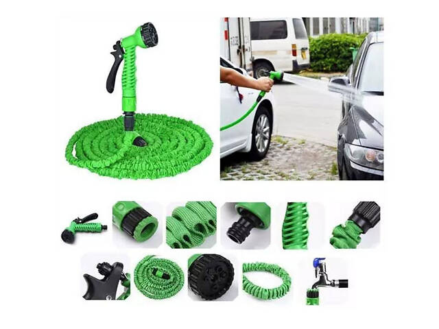Шланг растягивающийся садовый для полива с распылителем Magic Hose 30 м Зеленый - Фото 7