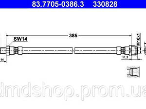 Шланг тормозной (передний) MB Sprinter 06-/E-class (W210)/C-class (W202/W203/W204) 93-14 (L=385mm)